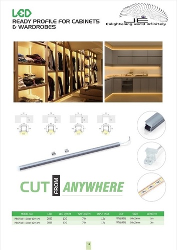 LED Ready Profile For Cabinets & Wardrobe