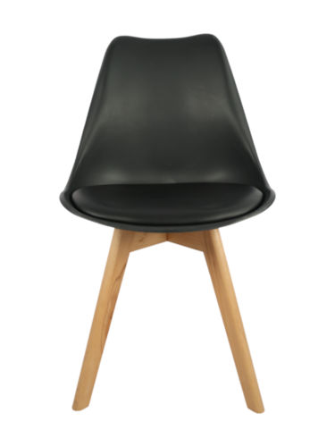 Adhunika Caf Furniture Chair with Wooden Legs-Black