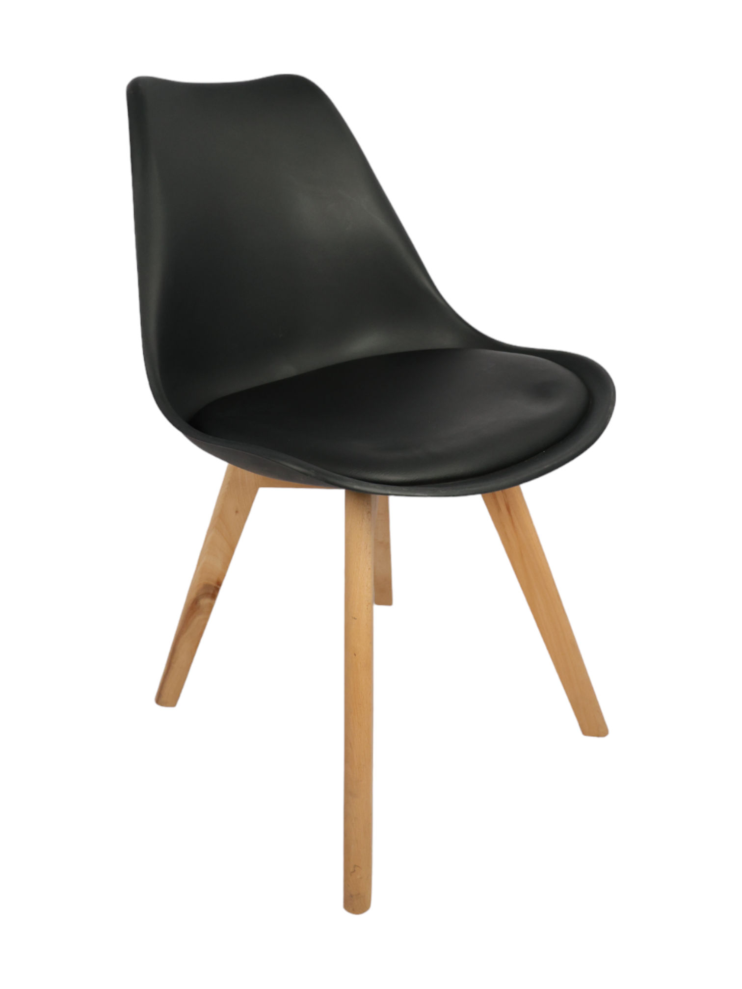 Adhunika Caf Furniture Chair with Wooden Legs-Black