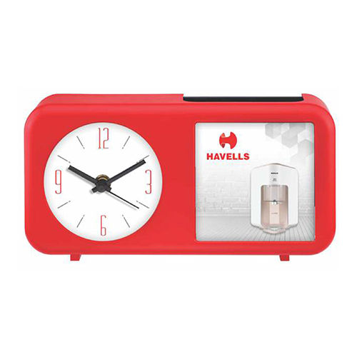 Red Havells Table Clock With Mobile Holder