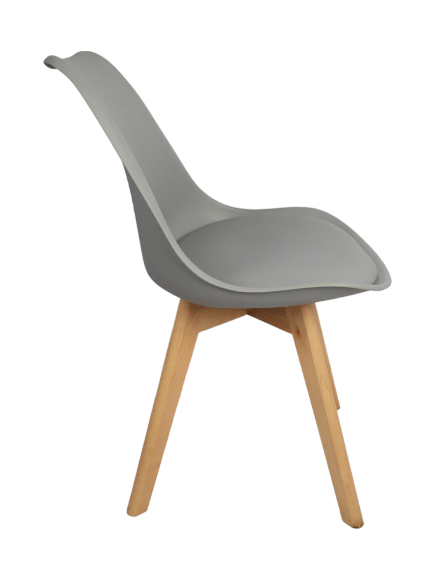 Adhunika Cafe Furniture Chair with Wooden Legs-Grey