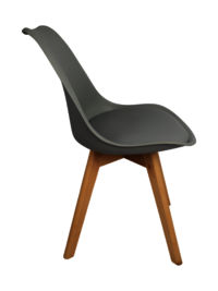 Adhunika Cafe Furniture Chair with Wooden Legs-Grey