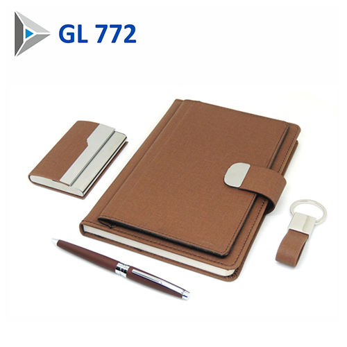 Leather Brown Executive Gift Set Of 4 Pcs