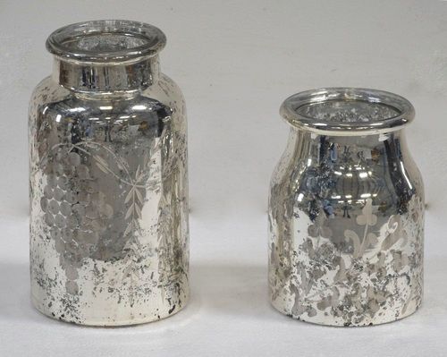 Decorative Set of 2 Glass Votive