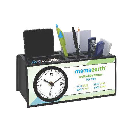 Mamas Earth Table Top Multipurpose Holder With Clock