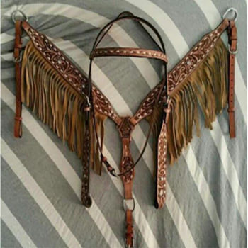 Leather Headstall And Breastplate Saddle - Application: Horse Riding