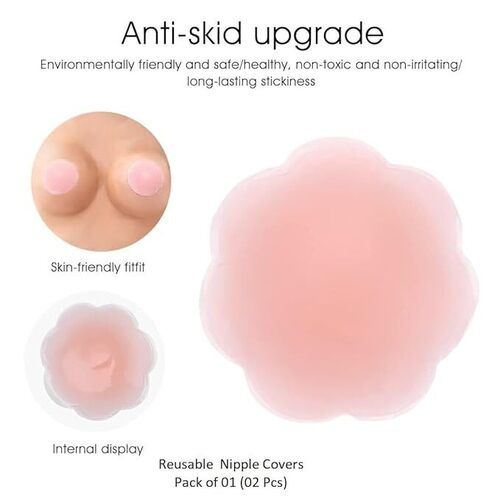 SKYLACE Boob Tape Kit Combo (Boob Tape Roll Pack of 01 (2a   x 16 FT), Silicone Nipple Cover Reusable Pack of 01 (02 Pcs