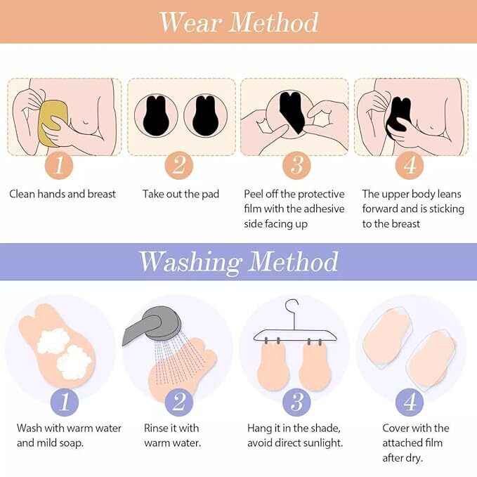 HEYTOHEY Push Up Breast Lift Tape Women Silicone Breast Lift Covers Nipple Stickers Pasties Invisible Adhesive Nipple Covers Reusable Comfortable Beige