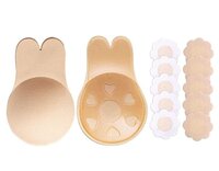 HEYTOHEY Push Up Breast Lift Tape Women Silicone Breast Lift Covers Nipple Stickers Pasties Invisible Adhesive Nipple Covers Reusable Comfortable Beige