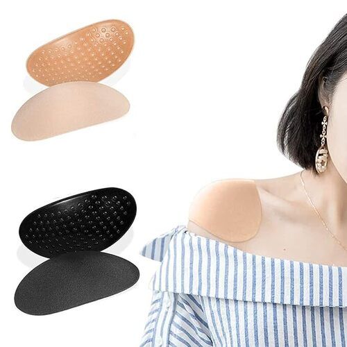 VATTU Sensual Lady Silicone Sponge Adhesive Shoulder Pads | Slip narrow Shoulder Push-Up Pads for Women Clothing | Reusable Breathable Shoulder Enhancer Pads - Black & Skin Color