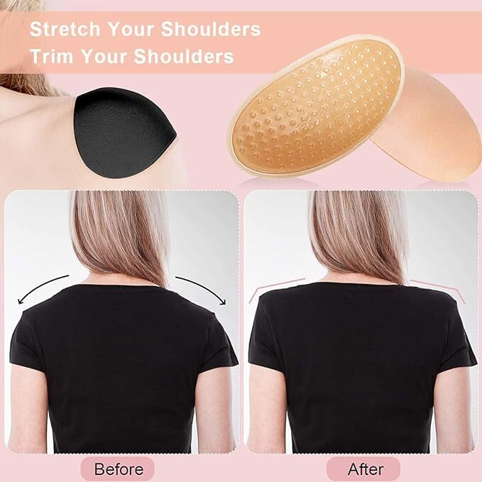 VATTU Sensual Lady Silicone Sponge Adhesive Shoulder Pads | Slip narrow Shoulder Push-Up Pads for Women Clothing | Reusable Breathable Shoulder Enhancer Pads - Black & Skin Color