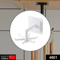 Rotatable Hooks For Hanging 4601 - Abs Plastic, 7x7.5x2.5cm, White | 360â° Rotation, 180â° Flip, Adhesive/screw Mount, Waterproof, 4 Swivel Hooks