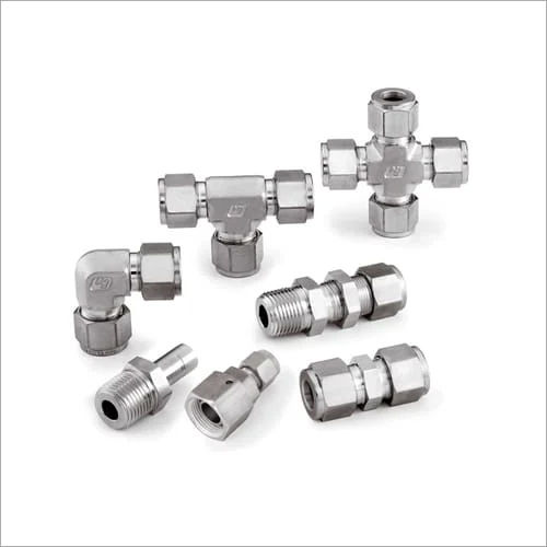 Silver Stainless Steel Double Ferrule Fittings