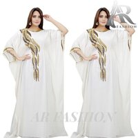 Beaded Kaftan Jacket - Georgette Fabric, Customized Short Length & Wide Sleeves | Hand-embroidered Patterns, Anti-wrinkle, Breathable, Plus Size, Quick Dry