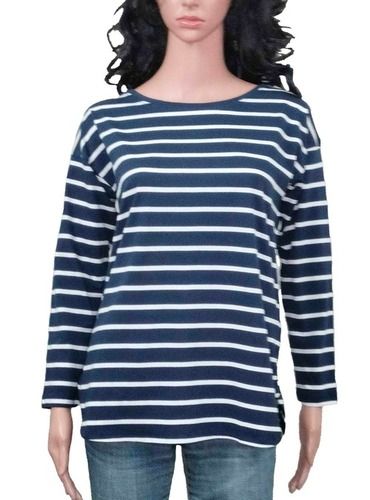 Venco Ladies Striped Long Sleeve Navy Top