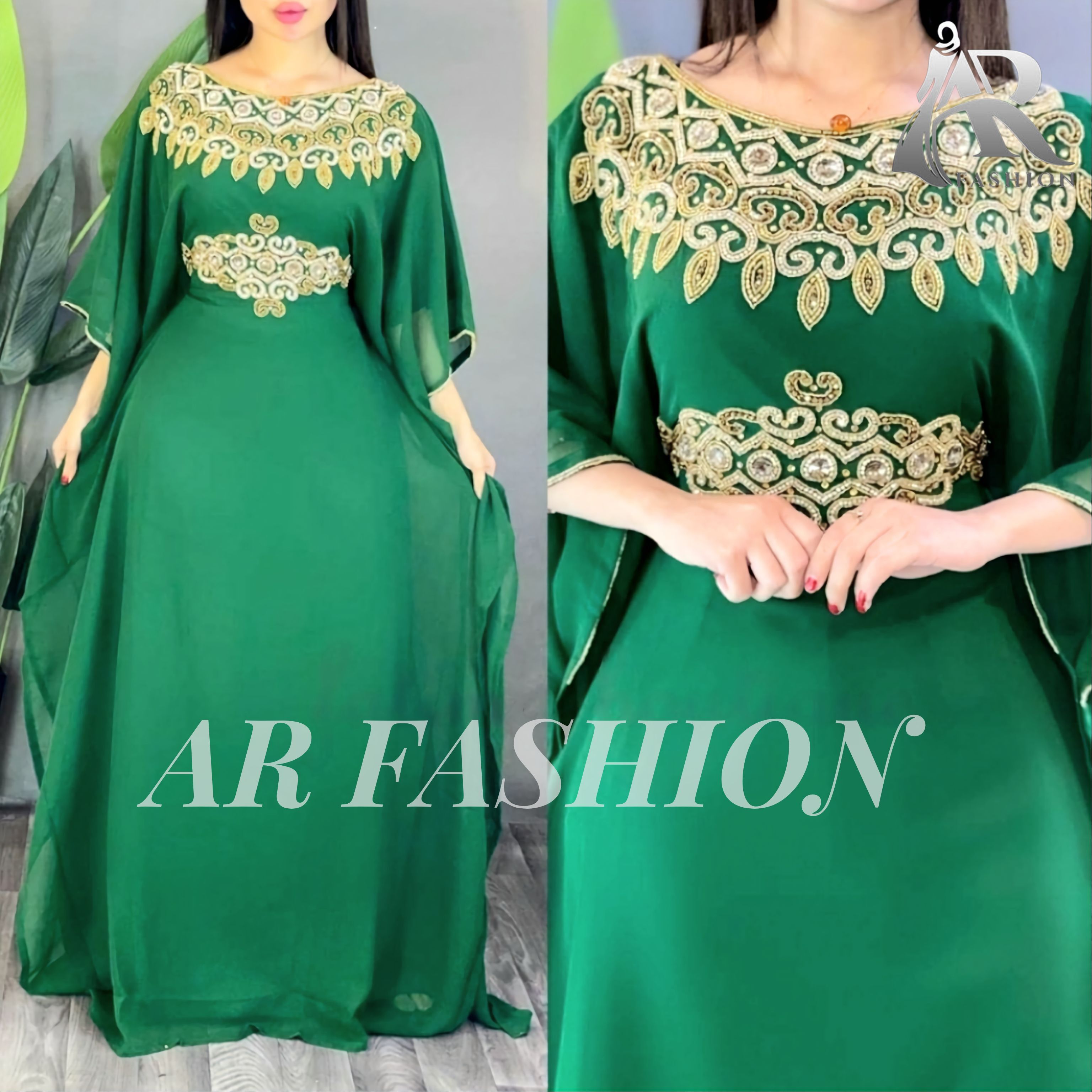 Dubai Moroccan Kaftan Arabic Abaya Fancy Hand Zari