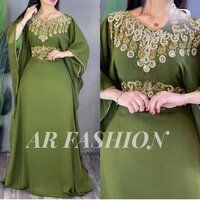 Dubai Moroccan Kaftan Arabic Abaya Fancy Hand Zari Velvet