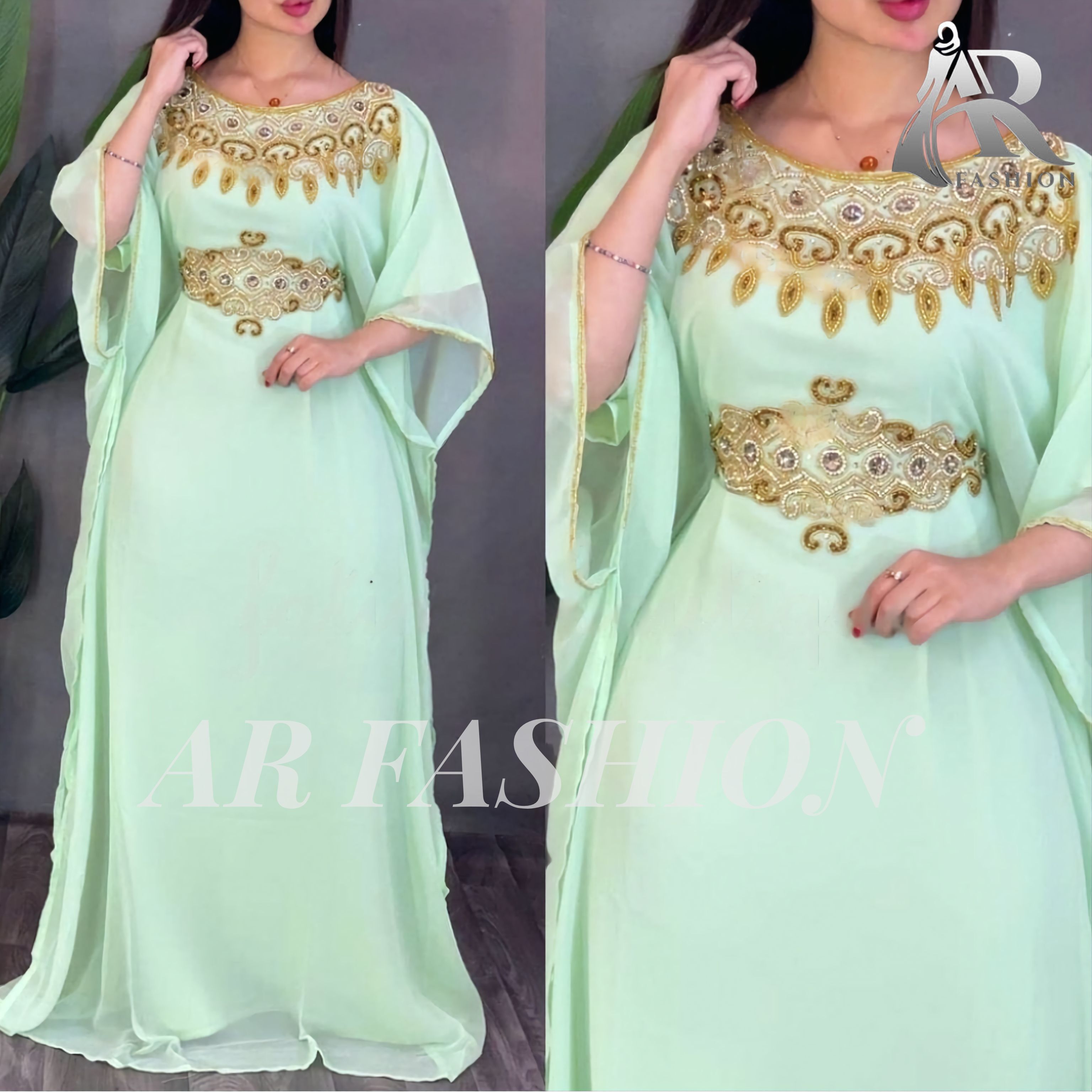 Dubai Moroccan Kaftan Arabic Abaya Fancy Hand Zari