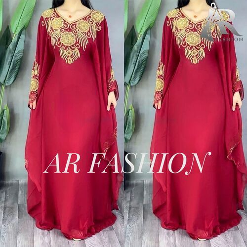 Dubai Moroccan Kaftan Arabic Abaya Fancy Hand Zari Velvet Kaftan Farasha Floor