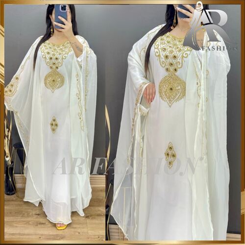 Dubai Moroccan Kaftan Arabic Abaya Fancy Hand Zari Velvet Kaftan Farasha Floor Length