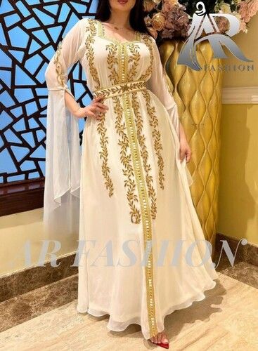 Dubai Moroccan Kaftan Arabic Abaya Fancy Hand Zari Velvet Kaftan Farasha Floor Length Party