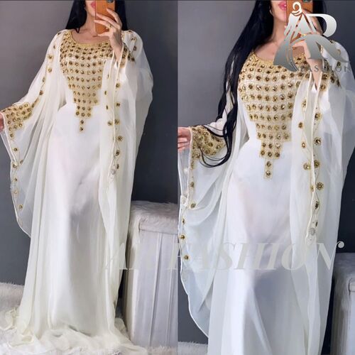 Dubai Moroccan Kaftan Arabic Abaya Fancy Hand Zari Velvet Kaftan Farasha Floor Length Party Wear Wedding Stylish