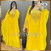 Dubai Moroccan Kaftan Arabic Abaya Fancy Hand Zari Velvet kaftan Farasha Floor Length Party Wear Wedding Stylish Jalabiya