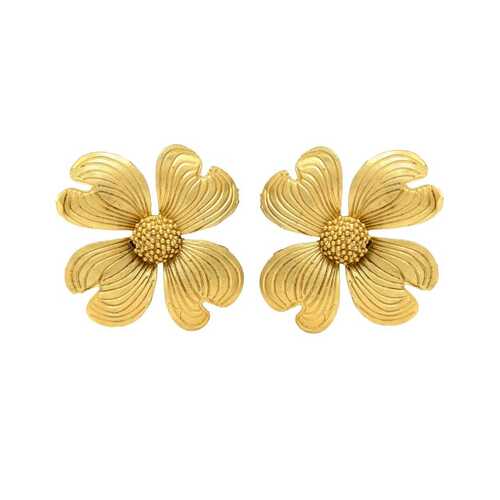 Gold plated big flower earring