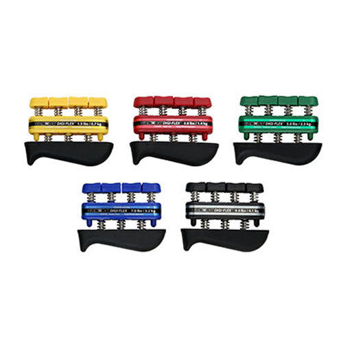 CanDo Digi-Flex hand exerciser - set of 5 (yellow, red, green, blue, black), no rack