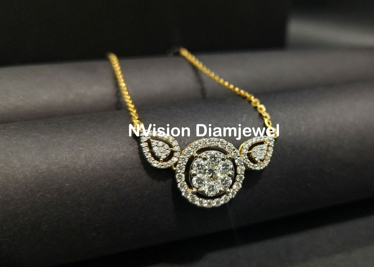 Natural Diamond illusion Pressure Setting Solitaire Mangalsutra