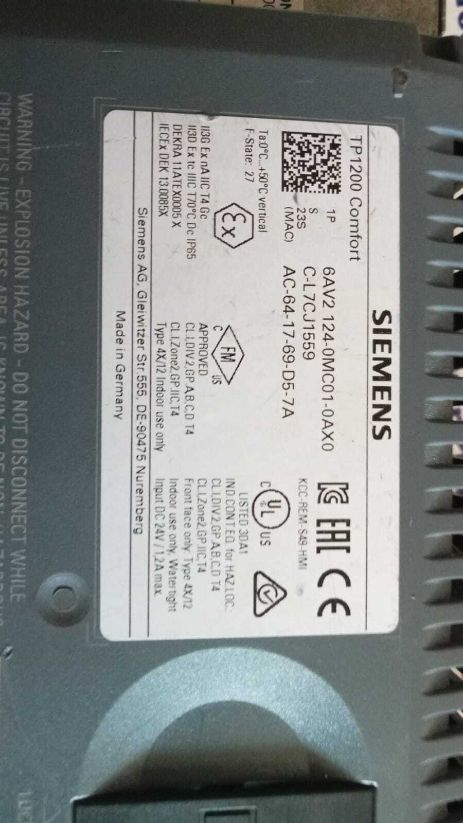 SIEMENS 6AV2 124-0MC01-0AX0 HMI