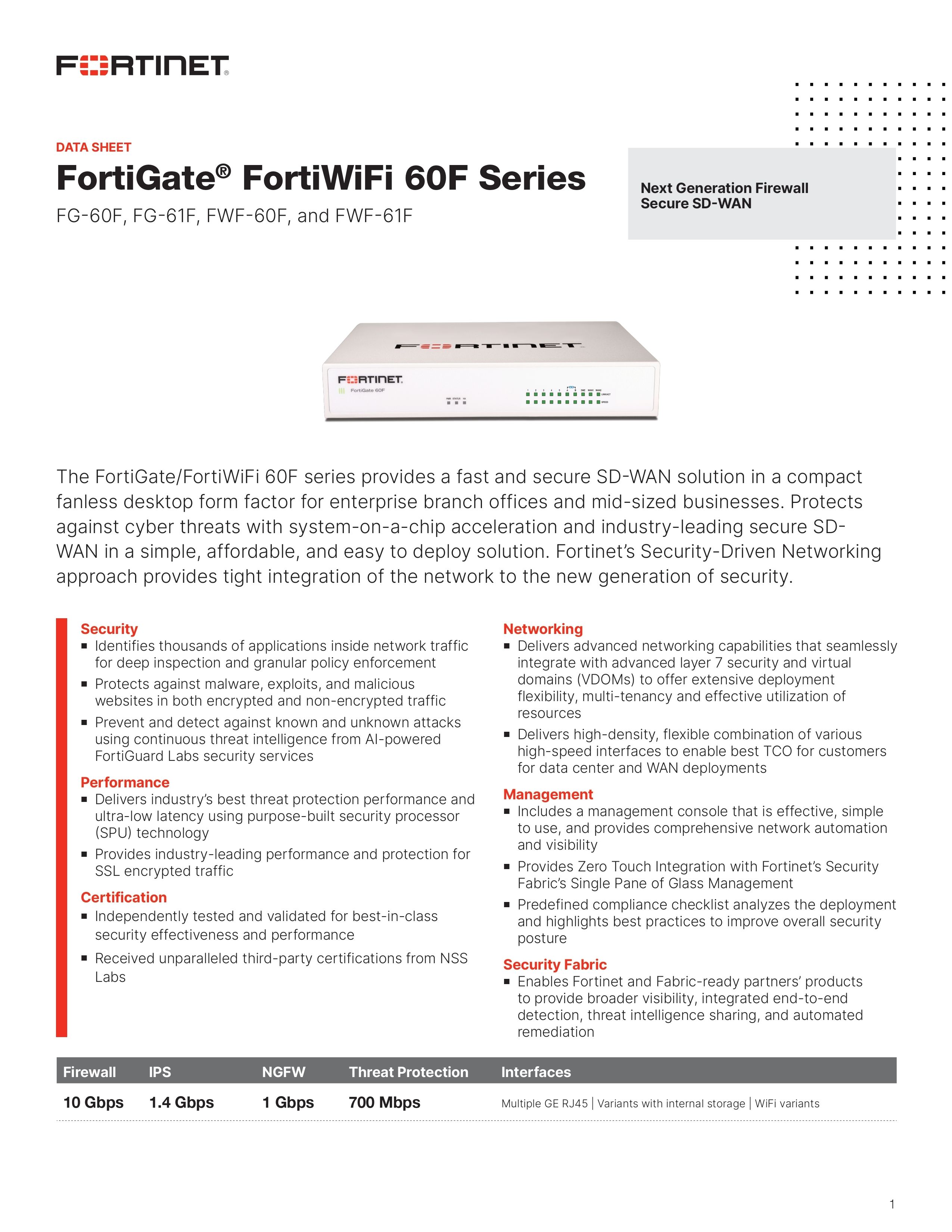 FortiGate 60F Firewall