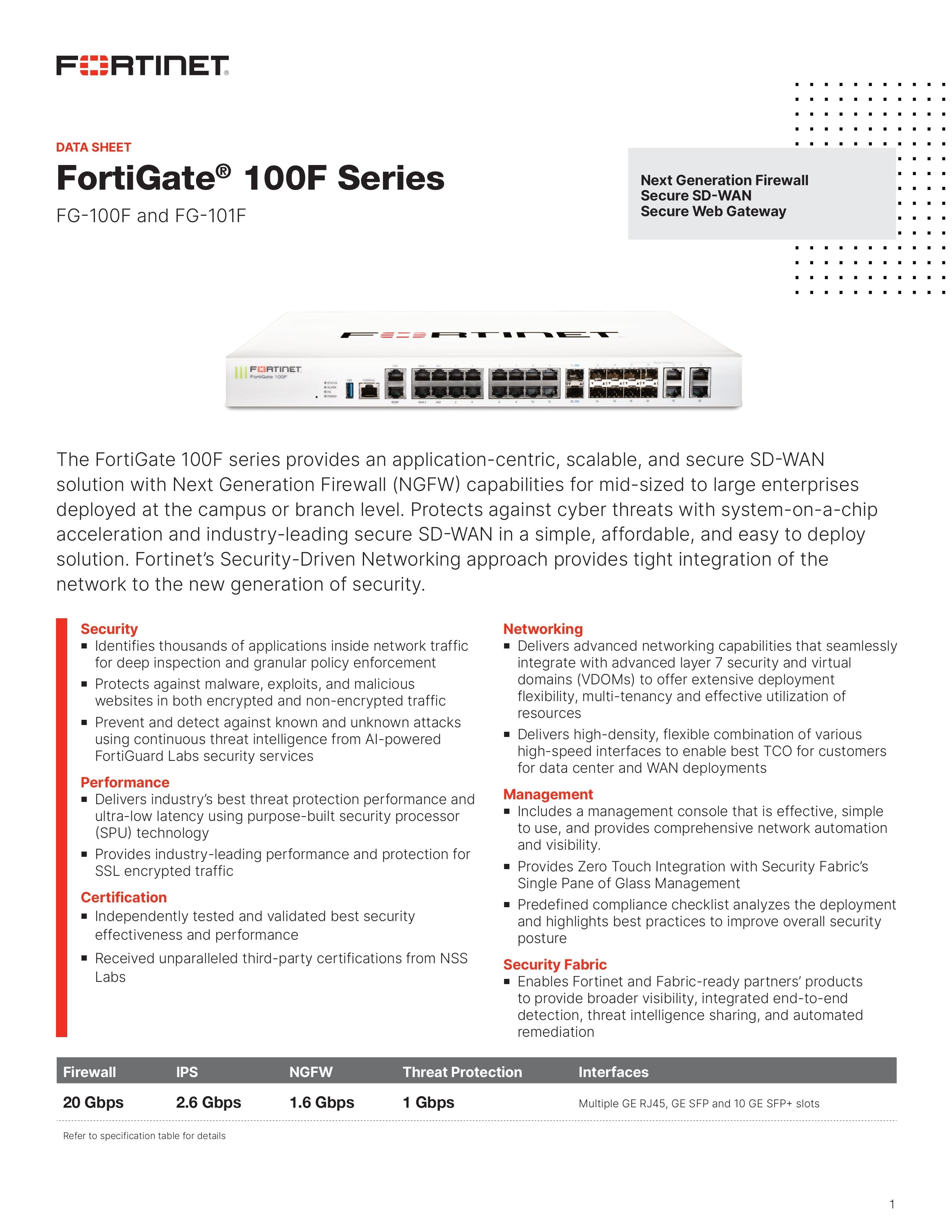 Fortigate 100 F Firewall