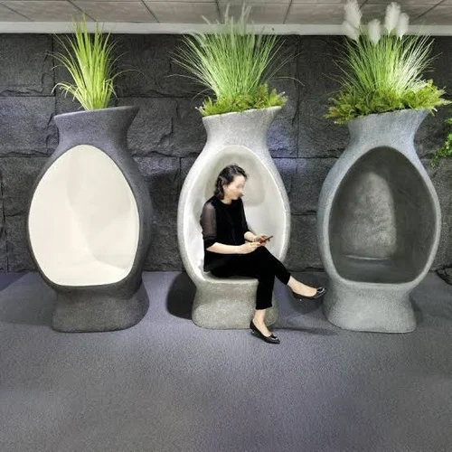 Fiberglass Chair with Planter