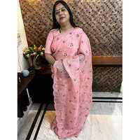Organza Silk Multi-Colour Jaal Saree - Hand Embroidery Ideal for Spring-Summer Party Wear Warranty Included
