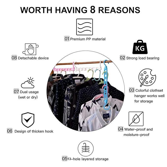 Global Local Foldable Hangers for Clothes Hanging Multi-Layer Multi Purpose Pant/Shirt Hangers for Wardrobe Magic Foldable Hanger Space Saving Rack Plastic Cloth Hanger