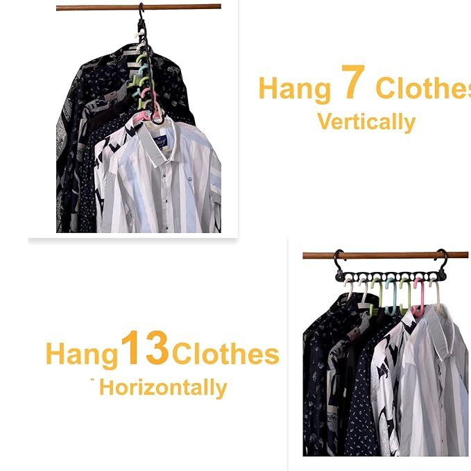 Global Local Foldable Hangers for Clothes Hanging Multi-Layer Multi Purpose Pant/Shirt Hangers for Wardrobe Magic Foldable Hanger Space Saving Rack Plastic Cloth Hanger