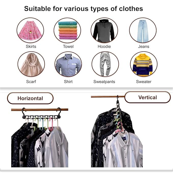 Global Local Foldable Hangers for Clothes Hanging Multi-Layer Multi Purpose Pant/Shirt Hangers for Wardrobe Magic Foldable Hanger Space Saving Rack Plastic Cloth Hanger