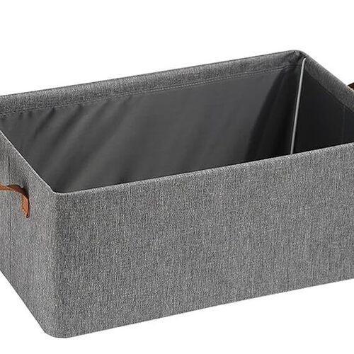 Homava Foldable Clothing Storage Bin Collapsible Laundry Hamper Toy Storage Thick Portable Large Folding Storage Basket | Fabric | Grey