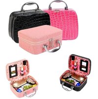 ERHETUS Latest Stylish Makeup Bag for Women | Cosmetic Storage Boxes | Jewellery Organizer | Toiletry Box with Compact Magnifying Mirror for Travel (Multi-Colour)