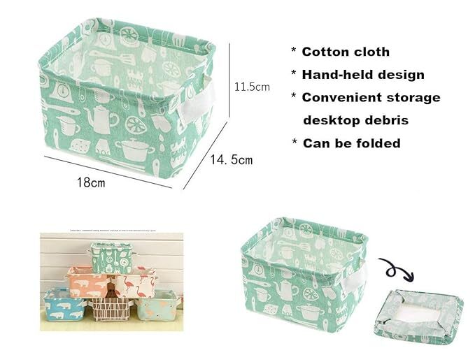 Mitsico Foldable Storage Box Canvas Fabric Baskets For Organizing With Handles, Rectangle Small Storage Box, Cube, Foldable Multipurpose Storage Box, Closet, Desk, Baby Storage Organizer