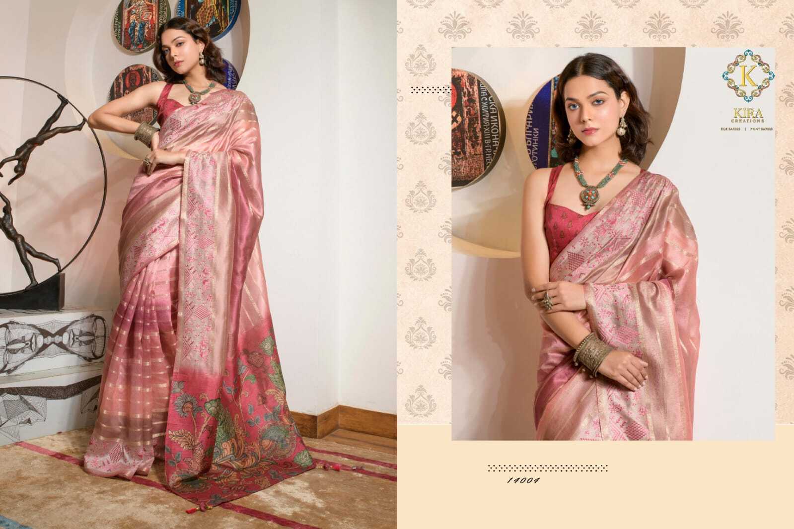 Kora silk with Digital print & Embroidery