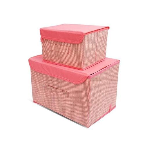 Set of 2 Storage Basket Bins Non-Woven Wardrobe Closet Organizer Foldable Drawer Rectangular Stackable