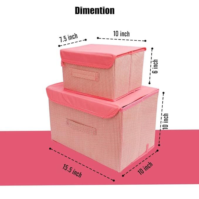 Set of 2 Storage Basket Bins Non-Woven Wardrobe Closet Organizer Foldable Drawer Rectangular Stackable