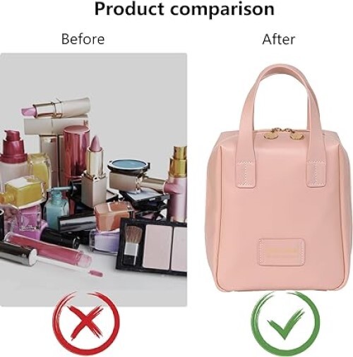 ulafbwur Flat Makeup Bag Travel Large Capacity Convenient Metal Zipper Portable Cosmetic Organizer for Women Accessories Pink