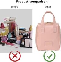 ulafbwur Flat Makeup Bag Travel Large Capacity Convenient Metal Zipper Portable Cosmetic Organizer for Women Accessories Pink