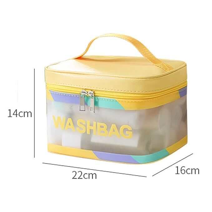 SHIFUNI Clear Travel Toiletries Bag Waterproof Large Capacity Double Zipper PVC Portable Organiser Case Carry Pouch for Women Business Bathroom,Multi(Square wash Bag)