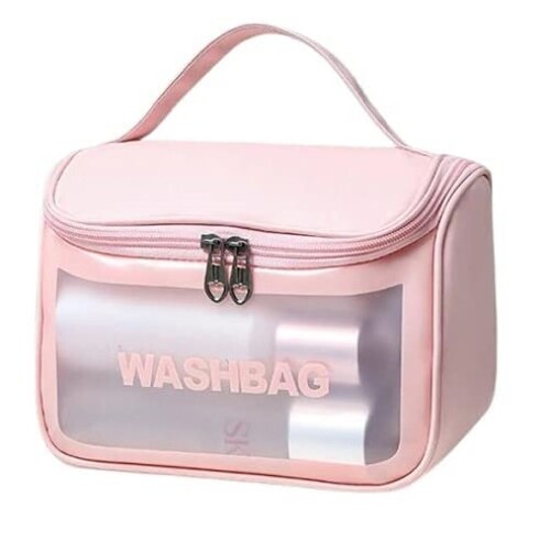 Logicmart Hanging Cosmetic Makeup Bag Waterproof Travel Toiletry Kit Makeup Organizer Toiletry Wash Storage Bag for Travel Household Grooming Kit for Men and Women. (Pink)