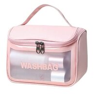 Logicmart Hanging Cosmetic Makeup Bag - Waterproof Material, Single Cavity, Pink Color | Ideal Toiletry Kit For Travel & Household Grooming