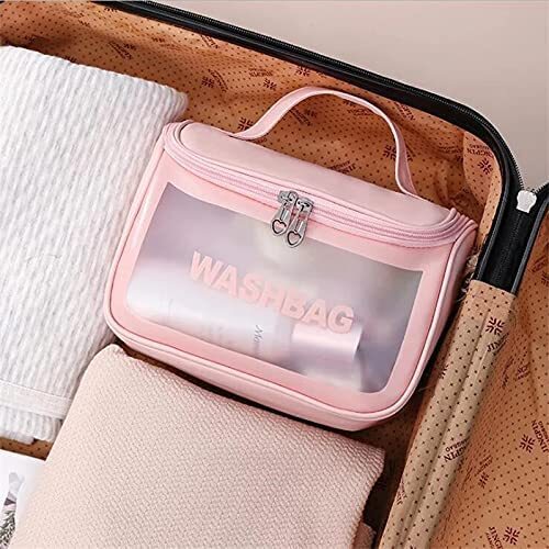 Logicmart Hanging Cosmetic Makeup Bag Waterproof Travel Toiletry Kit Makeup Organizer Toiletry Wash Storage Bag for Travel Household Grooming Kit for Men and Women. (Pink)